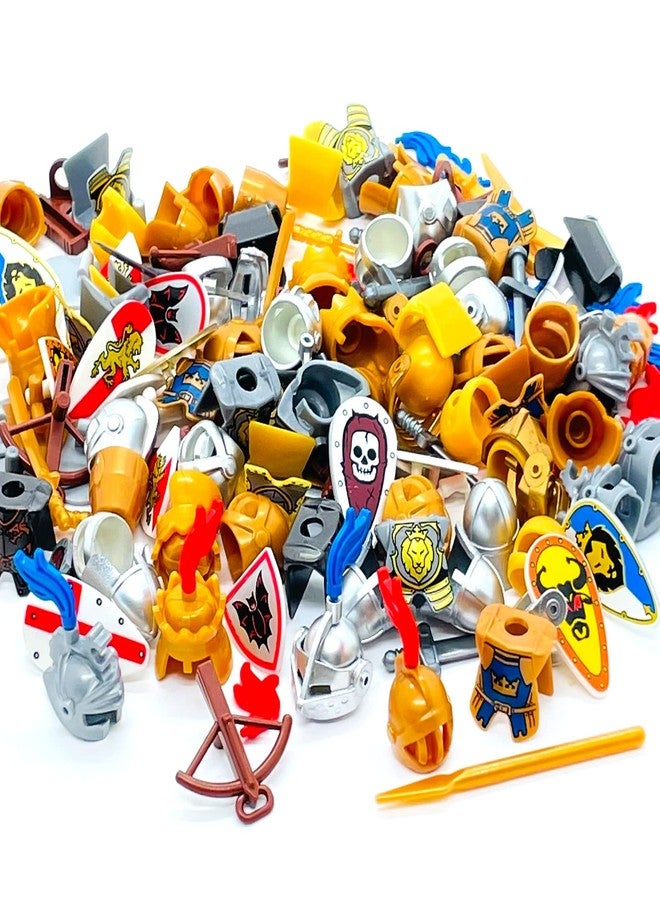 Miutrue Medieval Knight Weapons Pack Accessories Set Building Block Toy Armor Helmet Shield Bow Arrow Designed for Mini Figures Gift for Kids Boys Grils Building Kits Toys - Image 2